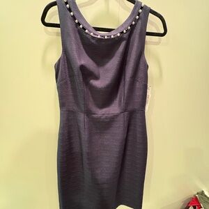 Navy blue Mother of the bride dress, size 6 with jacket and pearl accents